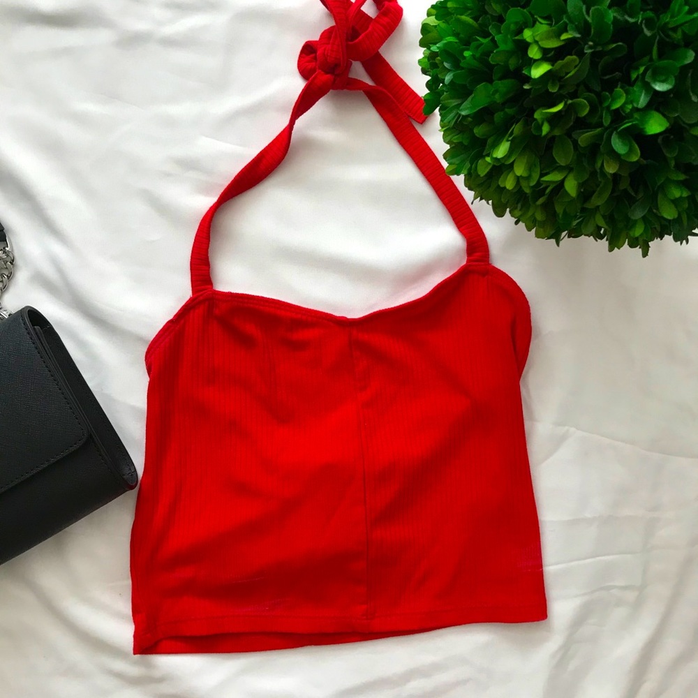 Pacsun Red Tie Halter Tank with a Sweetheart Neck